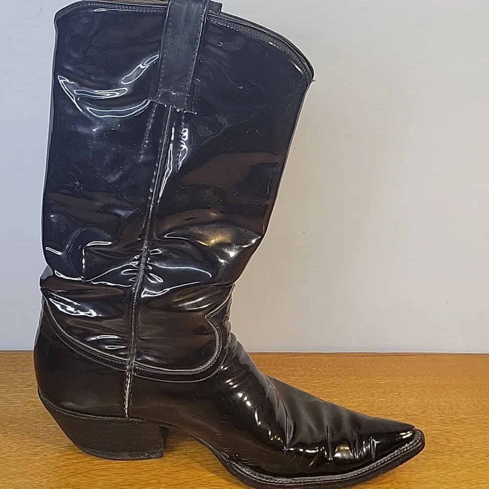 Black Patent Leather Boots From Loretta Lynns Western Store Mens Size 8½D - Picture 7 of 16
